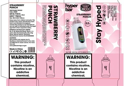 Insta Hyperbar Shisha BOBO 38000 Puffs Vape de unică folosință En-gros